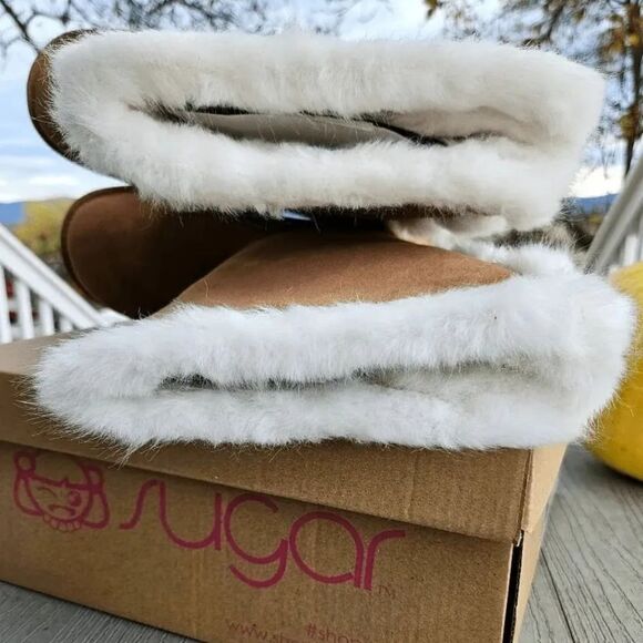 SUGAR Panthea winter women's CHESTNUT micro furry boots 2021 New in box sz 8 USA - Picture 4 of 16